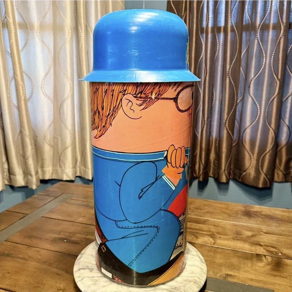 VTG 70s Cheinco 1972 Keystone‎ Cop Motorcycle Policeman Police Trash Can Lid USA